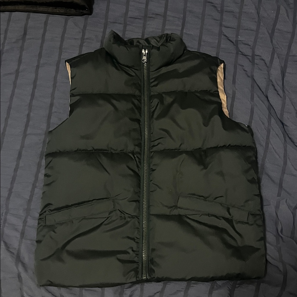 Old Navy Green and Tan Puffer Vest- youth boys